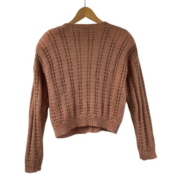Autograph Clothing Mohair Blend V Neck Sweater Cardigan Cable Knit S Boho Pink - Picture 6 of 7